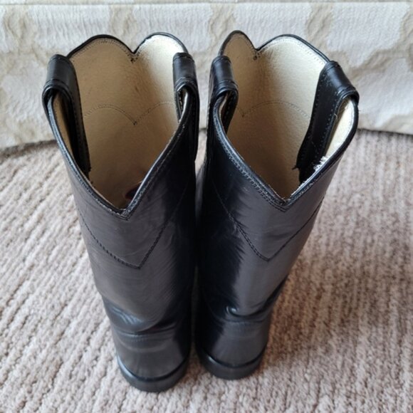 Western Heeled Cowgirl Boots Pull On Black Size 6.5 A Narrow - Picture 7 of 14